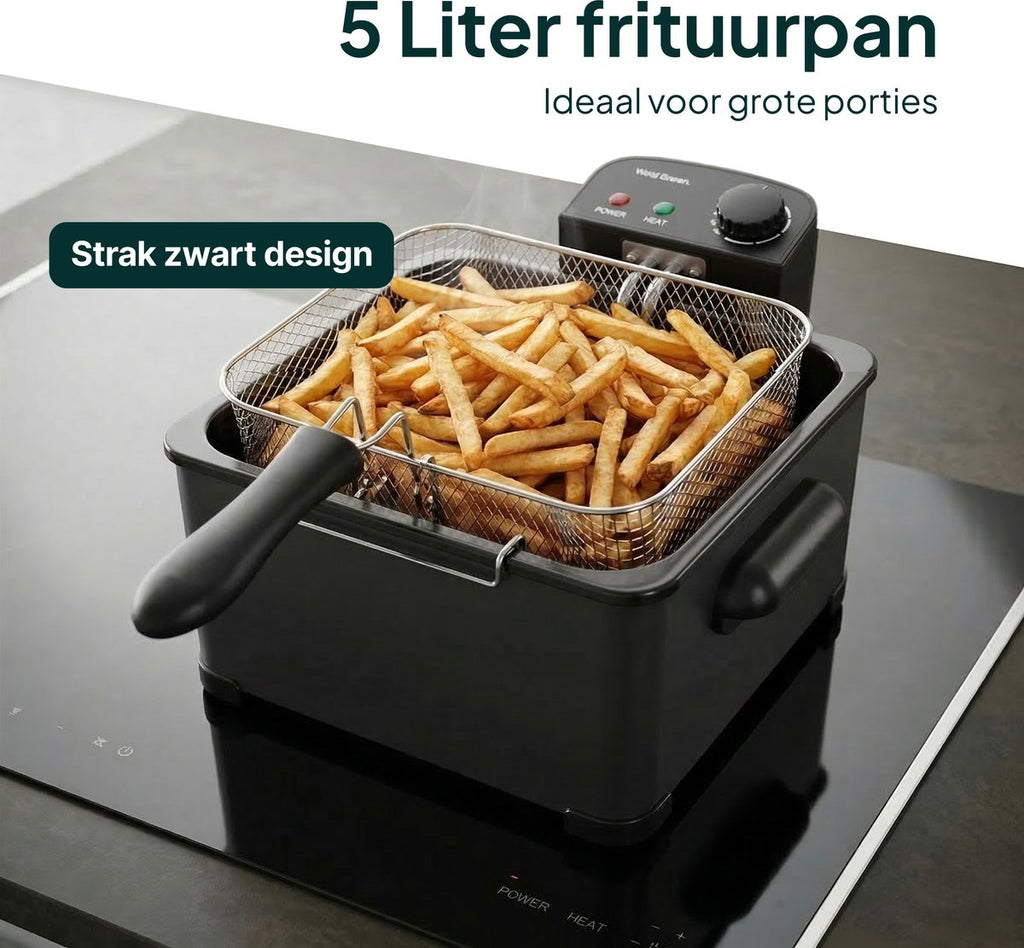 Vivid Green Frituurpan 5 Liter Zwart
