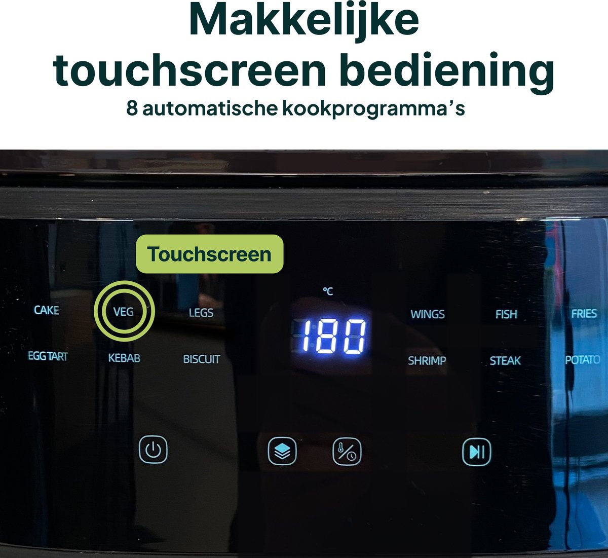 Vivid Green Airfryer met Display 5L