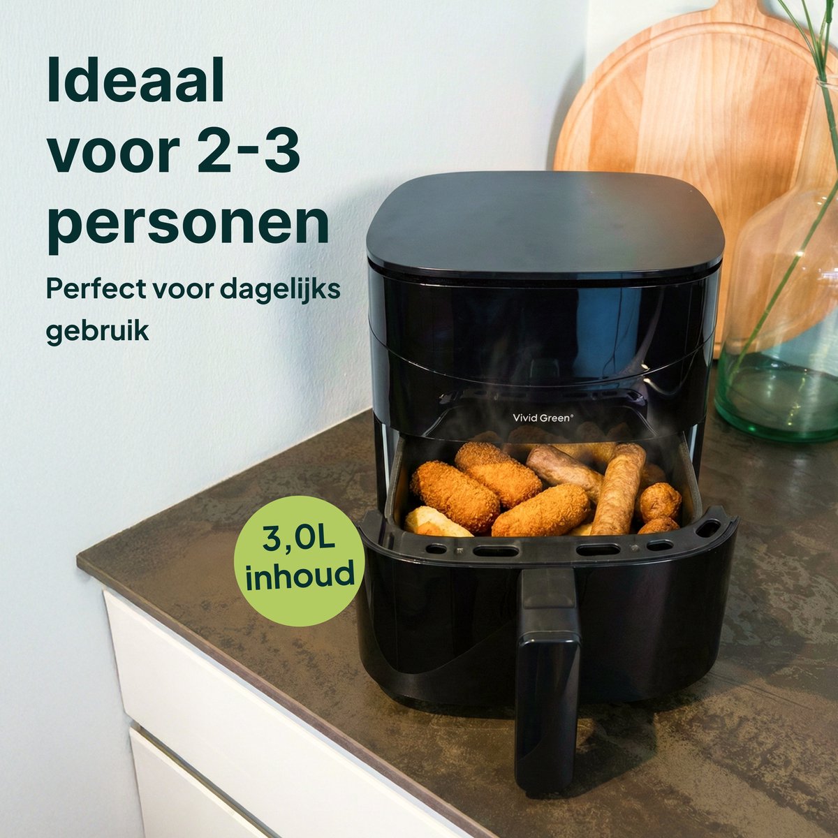 Vivid Green Airfryer met Display 3L