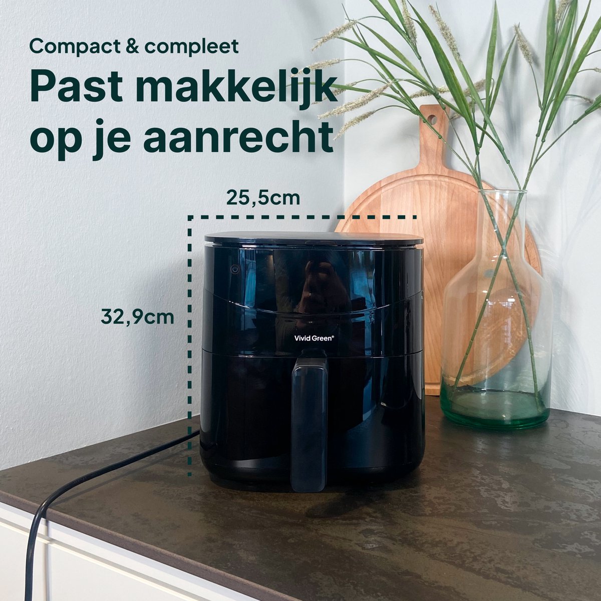 Vivid Green Airfryer met Display 3L