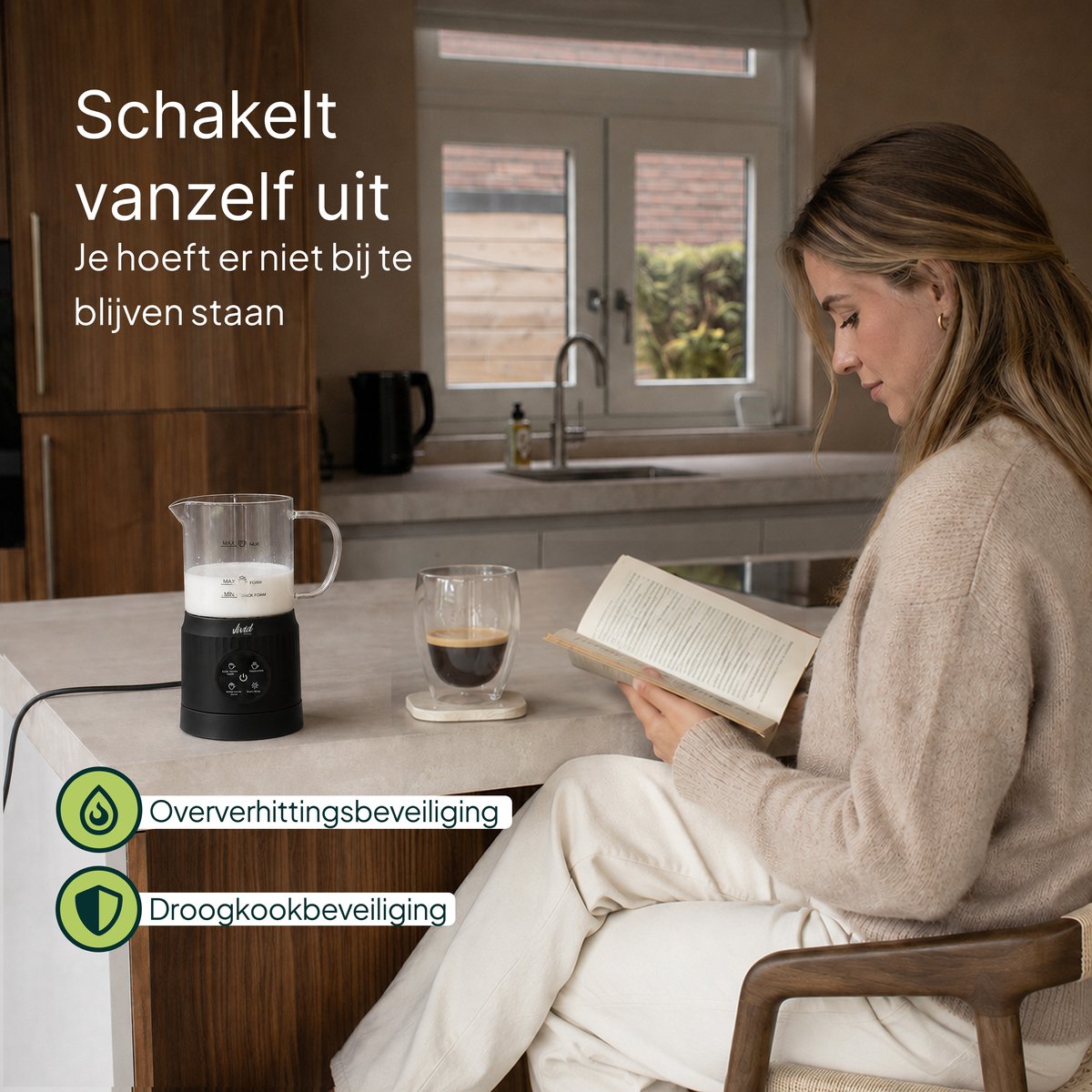 Vivid Green Glazen Melkopschuimer - 400ML