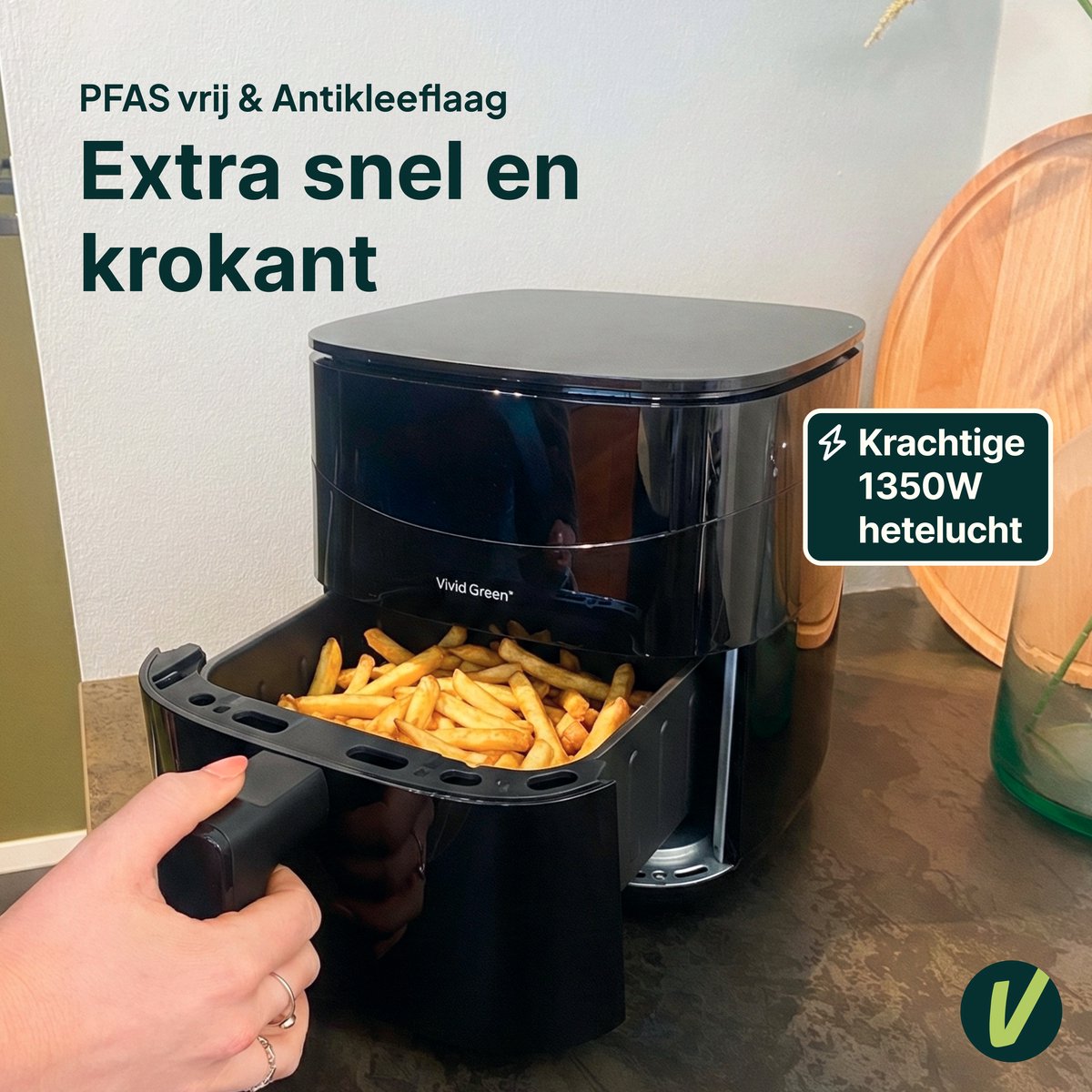 Vivid Green Airfryer met Display 3L