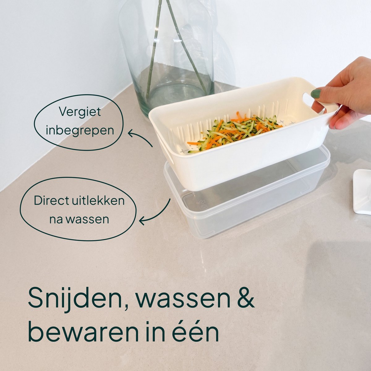 Vivid Green Groentesnijder en Mealprepbak Multifunctioneel