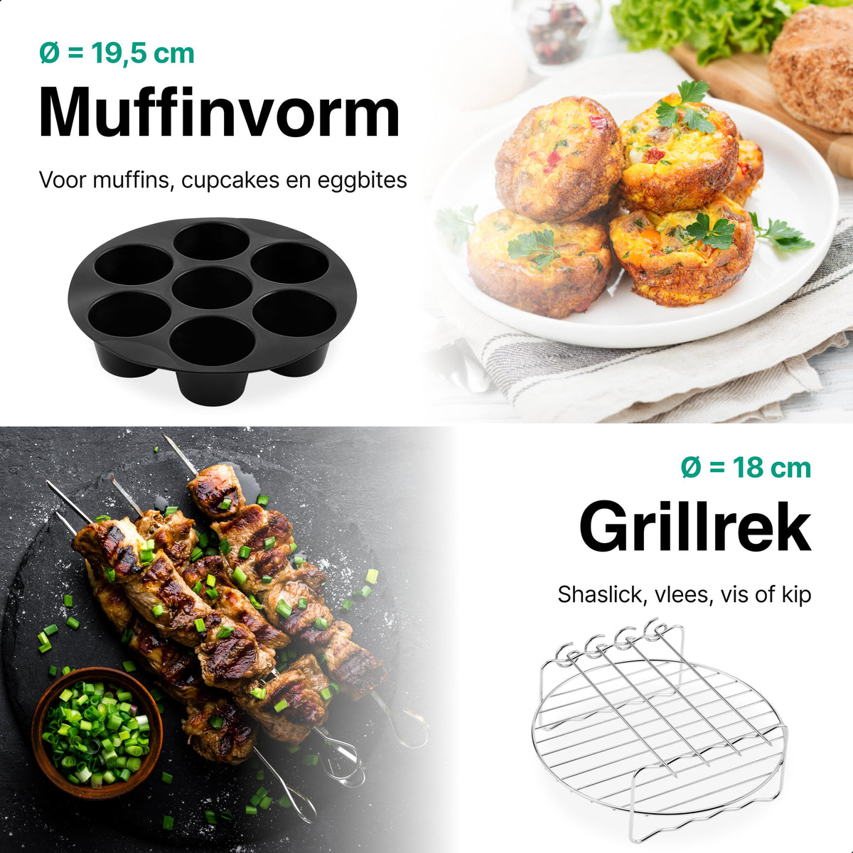 Vivid Green Airfryer Accessoires 8-delige set