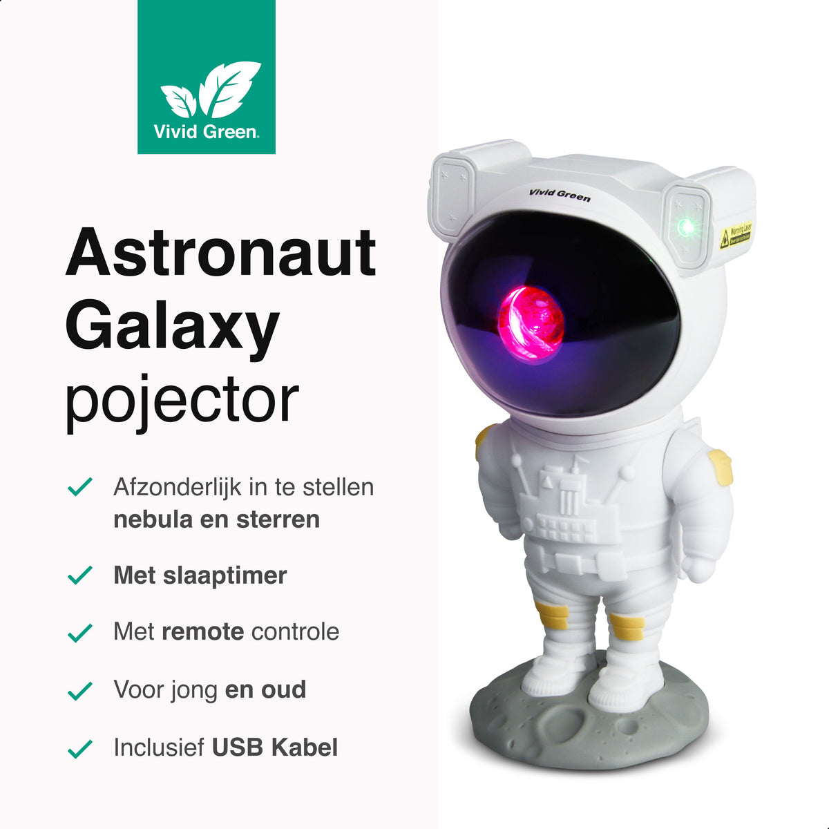 Vivid Green Astronaut sterren projector
