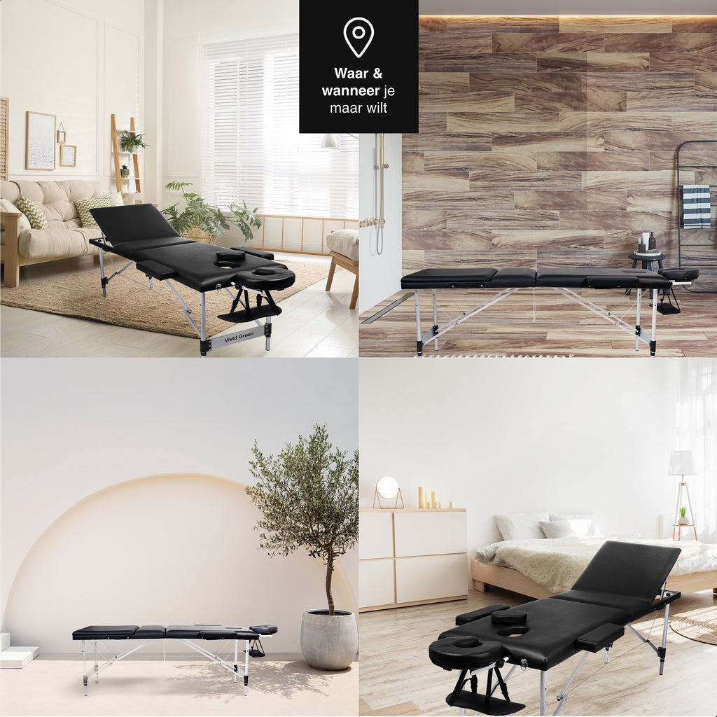 Vivid Green Massagetafel 3 zones - Inklapbaar - 8 Hoogtestanden