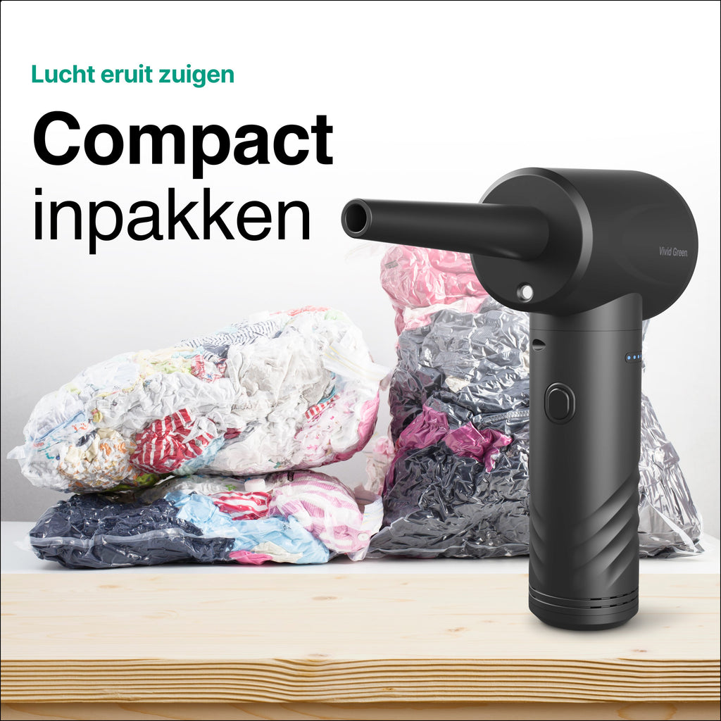 Vivid Green Airduster - 50K RPM- Draadloos en Oplaadbaar - Zwart