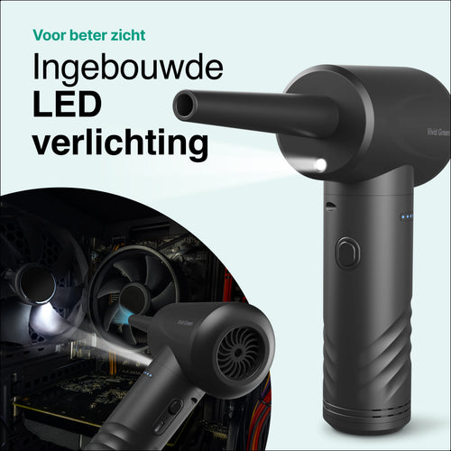 Vivid Green Airduster - 50K RPM- Draadloos en Oplaadbaar - Zwart