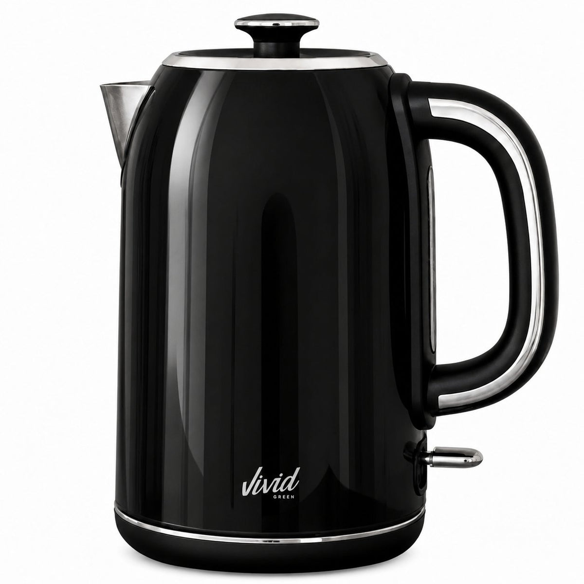 Vivid Green Luxe Waterkoker 1.7L - Retro Design - 2200W - BPA-vrij - 360° - RVS - Zwart