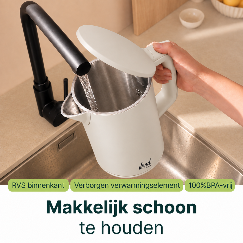 Vivid Green 2200W Waterkoker - Creme
