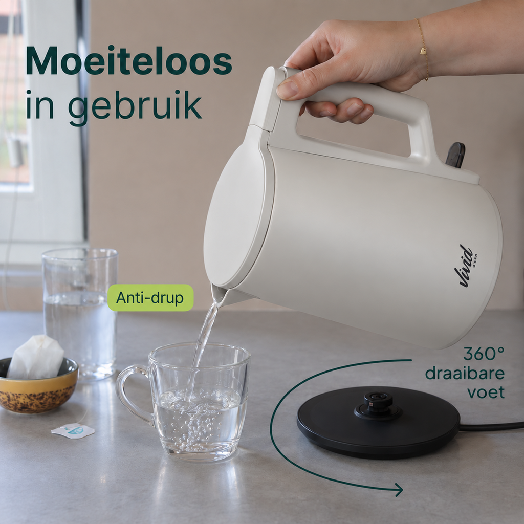Vivid Green 2200W Waterkoker - Creme