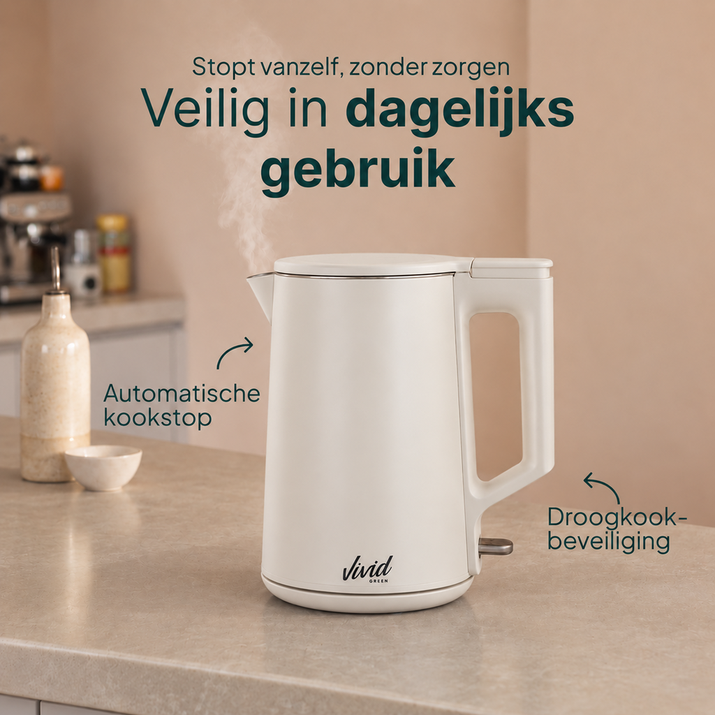 Vivid Green 2200W Waterkoker - Creme