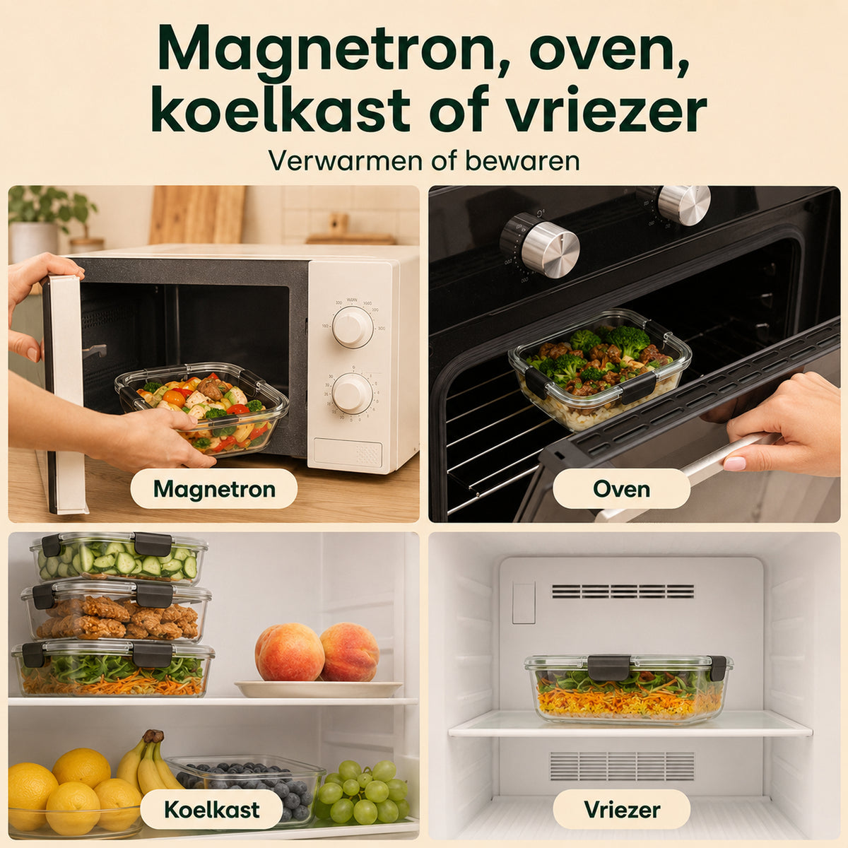 Vivid Green Mealprepbakjes Glas 6 stuks