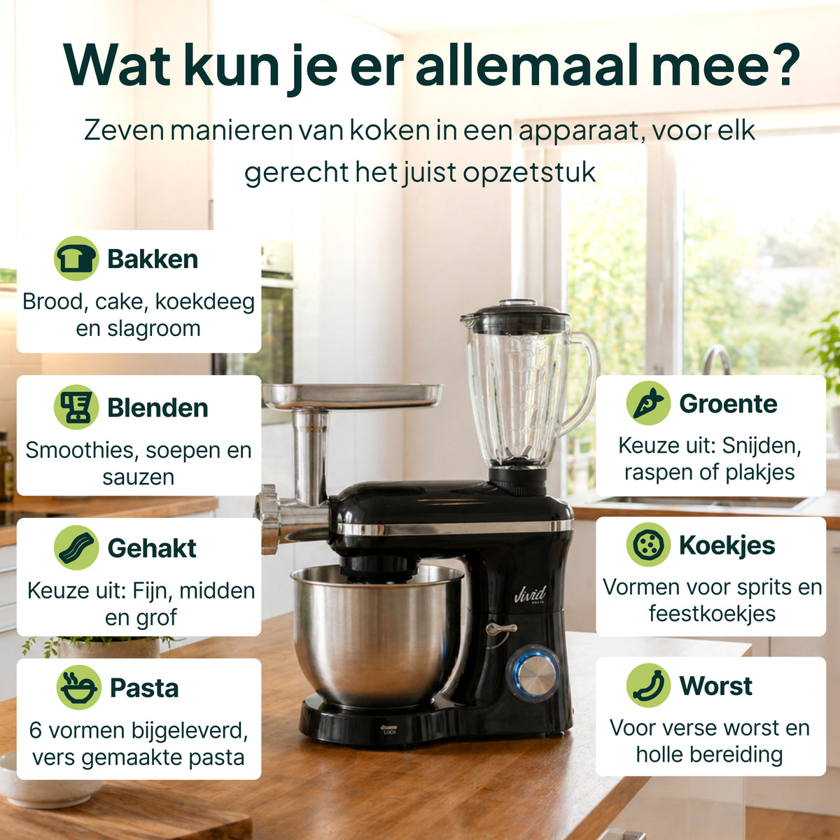 Vivid Green Keukenmachine Multifunctioneel