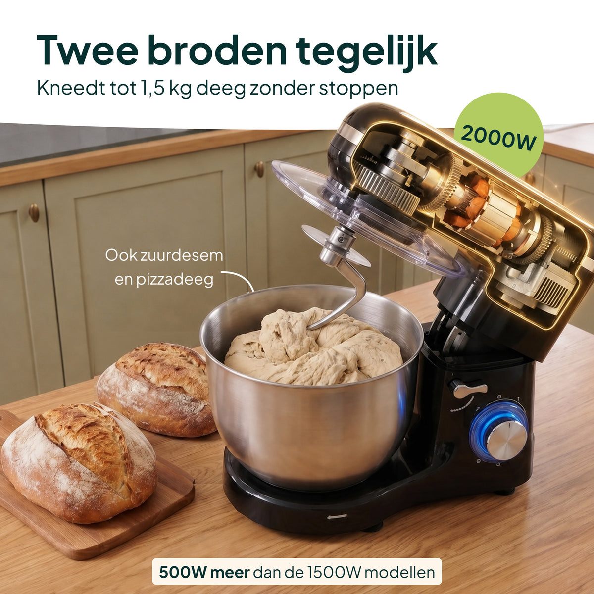 Vivid Green Keukenmachine 2000W