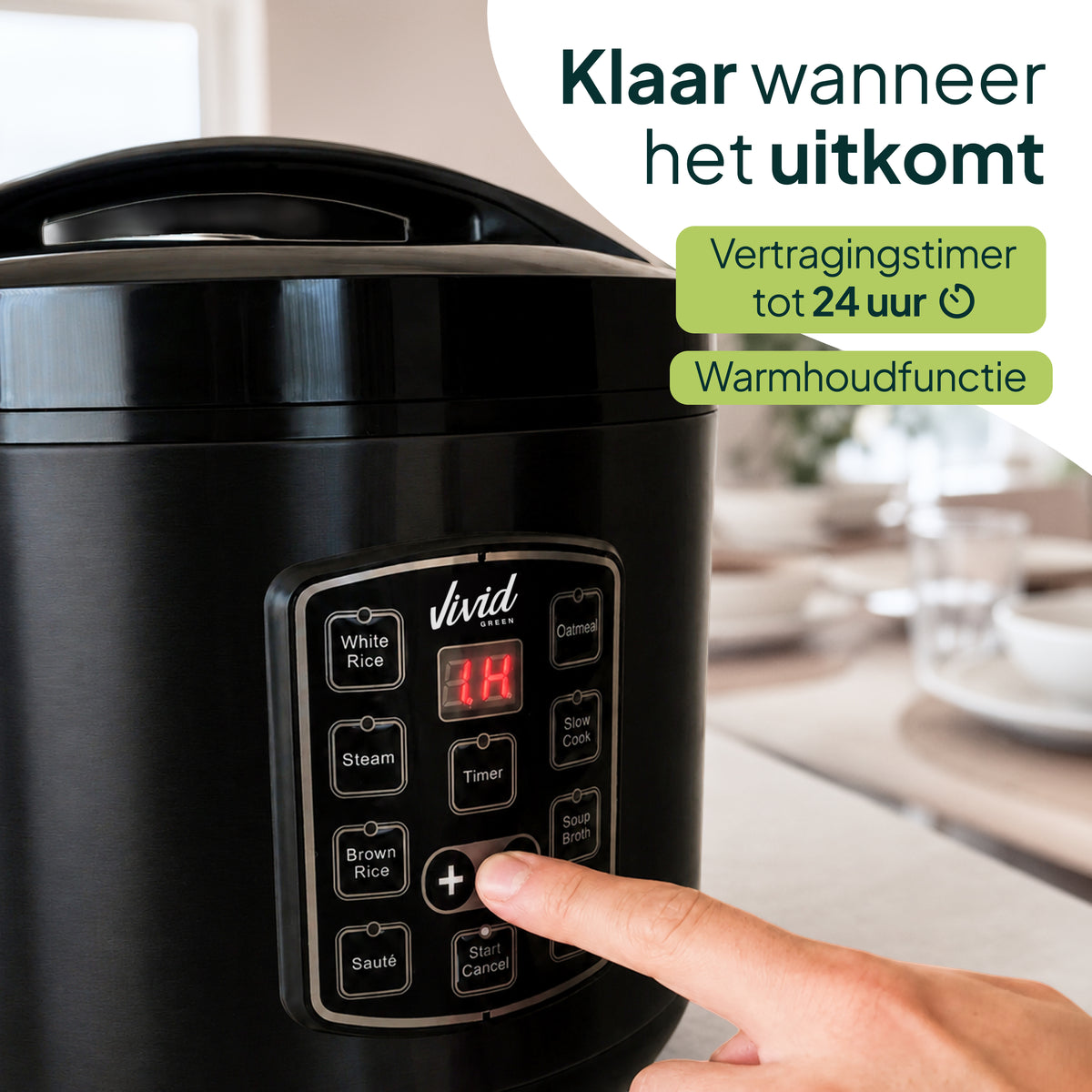 Vivid Green Rijstkoker met Stomer