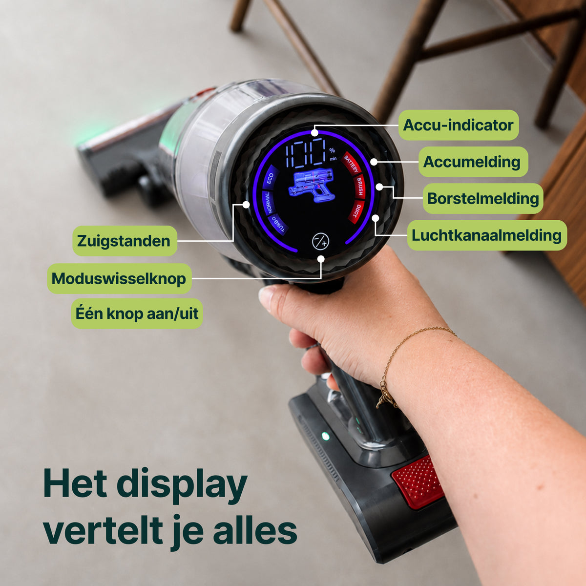 Vivid Green Steelstofzuiger met Dweilfunctie