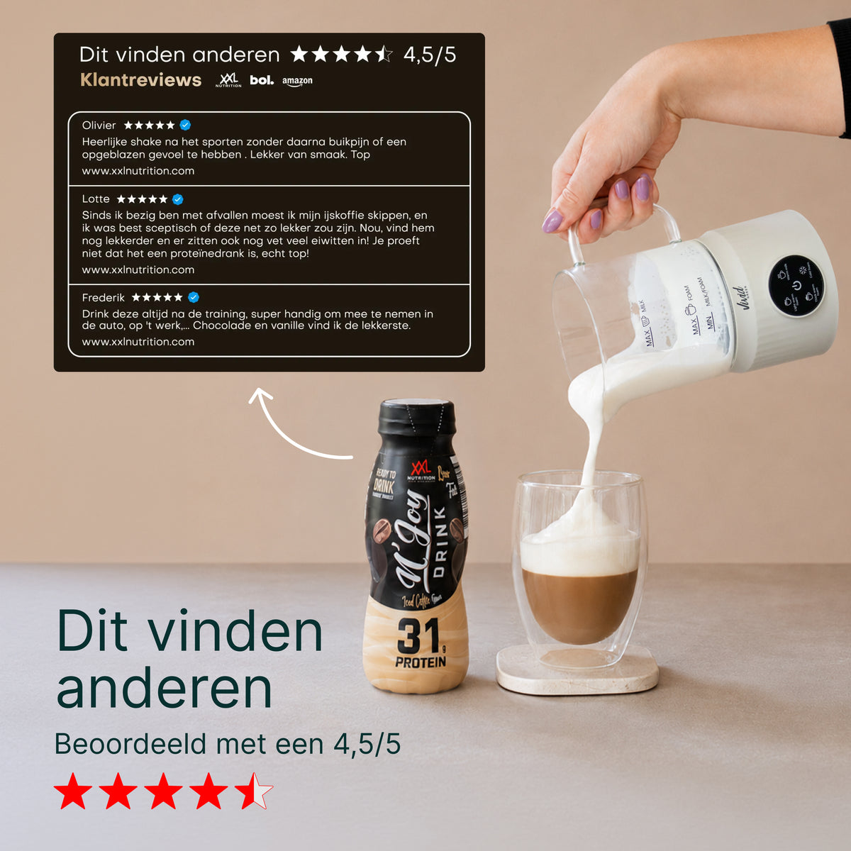 Proticcino - Melkopschuimer + 6-pack